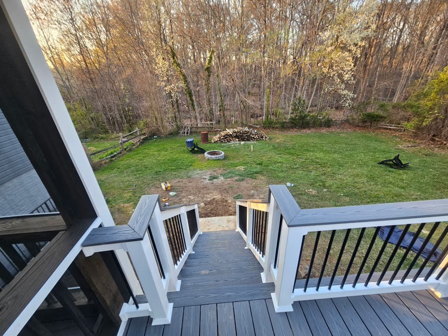 Deck stairs with composite railing