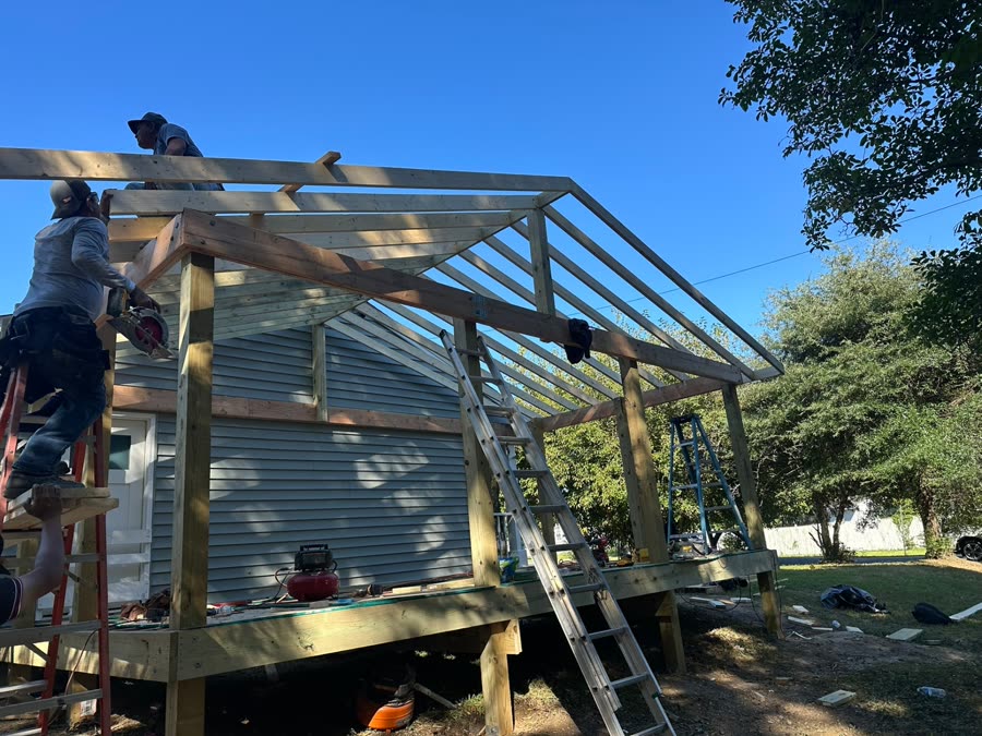 Structural framing for covered porch