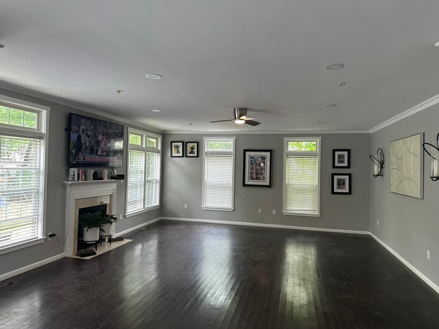Living room addition with fireplace